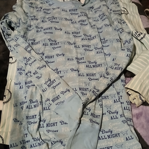 PINK Victoria's Secret Blue Ribbed Top - Picture 6 of 7